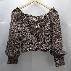 ◇ NICE CLAUP ナイスクラップ オフショルダー ショート丈 長袖 ブラウス サイズF ブラウン レディース E  【1302060014393】