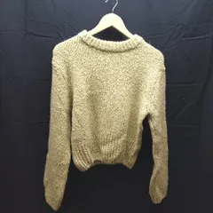 ◇ Via.J ヴィアジェイ クルーネック ショート丈 長袖 ニット セーター サイズONE グリーン レディース E  【1302060014911】