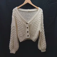 ◇ Ray Cassin レイカズン ショート丈 ボリューム袖 長袖 カーディガン サイズF ホワイト レディース E  【1302060014652】