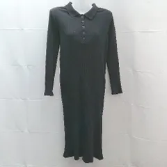 ◇ ZARA ザラ リブ ポロ シンプル 長袖 ロング ワンピース サイズS ブラック レディース E  【1302060014638】