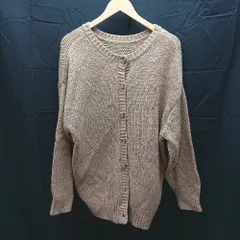 ◇ classicalelf クルーネック　ボタン　ケーブル　起毛 長袖 カーディガン サイズM ブラウン系 レディース E  【1302060018353】