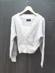 ◇ MICOAMERI Vネック　ケーブル　起毛 長袖 ニット サイズF グレー系 レディース E  【1302060017738】