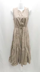 ◇ dazzlin ノーカラー　ウエストゴム　裏地 ノースリーブ ロング丈 ワンピース サイズF ブラウン系 レディース E  【1302060021865】