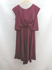 ◇ RUIRUE ジップアップ　裏地　切り返し ノースリーブ ひざ丈 ワンピース サイズM レッド系 レディース E  【1302060021766】