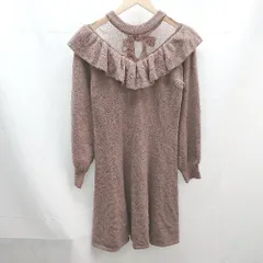 ◇ NICE CLAUP ケーブル　起毛　レース 長袖 ひざ丈 ワンピース サイズF ピンク系 レディース E  【1302060021674】