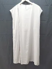 ◇ WHYTO. 切り返し　ジップアップ　シンプル　裏地 ノースリーブ ロング丈 ワンピース サイズ38 ベージュ系 レディース E  【1302060021940】