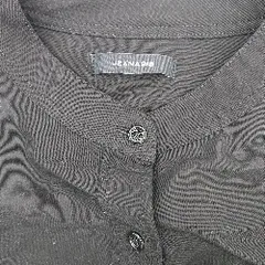 ◇ JEANASIS ジーナシス スタンドカラー 胸ポケット シンプル 長袖 シャツ サイズF ブラック レディース E  【1302060023593】