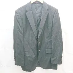 ◇ FINTES 裏地　ストライプ柄　ビジネス　ボタン 長袖 ジャケット サイズ100AB7 ブラック系 メンズ E  【1302060026211】