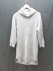 ◇ NICE CLAP サイドスリット タートルネック ラグラン 長袖 膝丈 ワンピース サイズ表記無し グレー レディース E  【1302060028413】