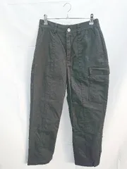 ◇ STYLEMIXER ストレッチ ワーク チノ生地 カジュアル ワイド カーゴパンツ サイズM ブラック メンズ E  【1302060028376】