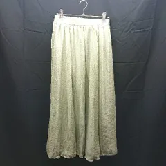 ◇ 美品 natural couture 光沢生地 偏光 シアー 裏地有 ミモレ フレア スカート サイズ表記無し グリーン系 レディース E  【1302060028598】のサムネイル