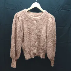 ◇ 美品 NICE CLAP モヘヤ風起毛 サラフワ手触り ボリューム袖 長袖 カーディガン サイズF ピンク レディース E  【1302060028574】