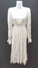 ◇ Heather バックオープン ウエストゴム 袖フレア 長袖 ロング ワンピース サイズF アイボリー レディース E  【1302060031895】