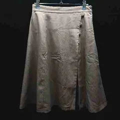 ◇ 美品 MISCH MASCH レース ボタン 裏地有り ウエストゴム 膝下 フレア スカート サイズ2 ベージュ レディース E  【1302060031758】