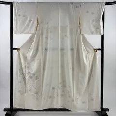 【美品】 訪問着 身丈156cm 裄丈64cm M 袷 竹屋町刺繍 花柄 銀糸 刺繍 クリーム 正絹 名品 【中古】