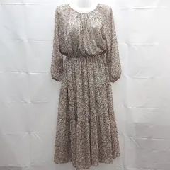 ◇ anatelie'r 小花柄 シアー 透け感 ペチコート付き 長袖 ロング ワンピース サイズ34 マルチ レディース E  【1302060032335】