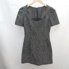 ◇ SLY スライ 水玉 ドットバッチャック スクエアネック 半袖 ミニ ショート ワンピース サイズ1 ブラック レディース E  【1302060036241】