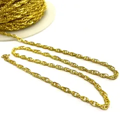ロープチェーン ゴールド【wg52】約3.5mm 1m切り売り カット売り 金 アズキ 小豆 小判 鎖 くさり ブレスレット ネックレス ピアス イヤリング ハンドメイドアクセサリーパーツ
