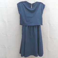◇ a.r.w 裏地　シンプル　切り返し　ウエストゴム ノースリーブ ひざ丈 ワンピース サイズM ネイビー系 レディース E  【1302060041009】