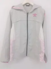 ◇ UMBRO アンブロ ジップアップ 長袖 パーカー サイズ S グレー ピンク レディース P  【1302150000176】