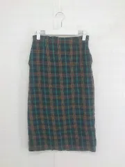 ◇ apres jour mignon チェック柄 膝下丈 ナロー スカート サイズF グリーン系 マルチ レディース P  【1302150002125】