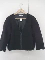 ◇ E hyphen world gallery ボア Vネック スナップボタン 長袖 ジャケット ジャンパー サイズF ブラック レディース E  【1302160026814】