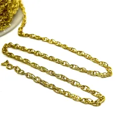 ロープチェーン ゴールド【wg53】約4mm 1m切り売り カット売り 金 アズキ 小豆 小判 鎖 くさり ブレスレット ネックレス ピアス イヤリング ハンドメイドアクセサリーパーツ