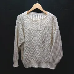 ◇ LOWRYS FARM ローリーズファーム クルーネック　ケーブル」　起毛　長袖 ニット サイズF クリーム系 レディース E  【1303020022656】