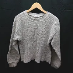 ◇ 美品 URBAN RESEARCH ワッフル生地 ストレッチ ショート丈 カジュアル 長袖 カットソー サイズF グレー系 レディース E  【1303020018802】