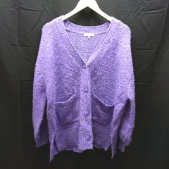 ◇ GLOBAL WORK グローバルワーク スリット 春カラー シンプル 長袖 ニット カーディガン サイズL パープル レディース E  【1303020031733】