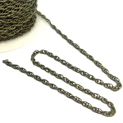 ロープチェーン アンティーク【wa52】約3.5mm 1m切り売り カット売り 金 アズキ 小豆 小判 鎖 くさり ブレスレット ネックレス ピアス イヤリング ハンドメイドアクセサリーパーツ