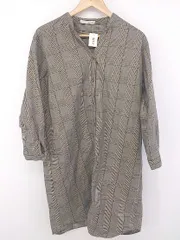 ◇ SHOO・LA・RUE チェック 長袖 膝下丈 シャツ ワンピース サイズ L ブラック ベージュ ホワイト レディース P  【1303070000901】