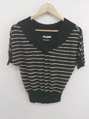 ◇ AG by aquagirl アクアガール ボーダー ドルマン 半袖 ニット セーター サイズM ベージュ ブラック レディース P  【1303090001315】