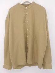 ◇ nano universe ナノユニバース バンドカラー 長袖 シャツ サイズM ベージュ メンズ P  【1303080000045】