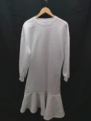 ◇ fifth 超軽量 裏起毛 フレアヘム トレーナー風生地 長袖 ミモレ ワンピース サイズS ホワイト レディース E  【1303090011833】