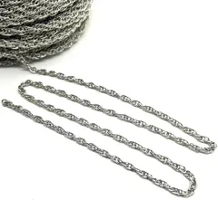 ロープチェーン シルバー【ws52】約3.5mm 1m切り売り カット売り 銀 アズキ 小豆 小判 鎖 くさり ブレスレット ネックレス ピアス イヤリング ハンドメイドアクセサリーパーツ