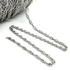 ロープチェーン シルバー【ws53】約4mm 1m切り売り カット売り 銀 アズキ 小豆 小判 鎖 くさり ブレスレット ネックレス ピアス イヤリング ハンドメイドアクセサリーパーツ