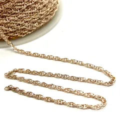 ロープチェーン ブロンズゴールド【wb51】約2.5mm 1m切り売り カット売り ピンクゴールド アズキ 小豆 小判 鎖 くさり ブレスレット ネックレス ピアス イヤリング ハンドメイドアクセサリーパーツ