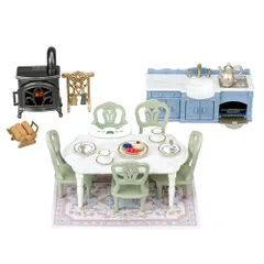 シルバニアファミリー 家具 【 きらめく水辺の赤い屋根のお家 エレガントダイニングルーム 】 ｾ-215 STマーク認証 3歳以上 おもちゃ ドールハウス Sylvanian Families エポック社 EPOCH★m