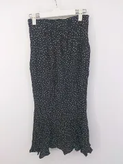 ◇ LAUIR ラウアー ドット 水玉 マーメイド ロング ナロー スカート サイズL ブラック ホワイト系 レディース E  【1303240013014】