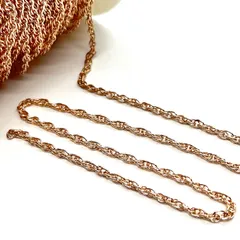 ロープチェーン ブロンズゴールド【wb52】約3.5mm 1m切り売り カット売り ピンクゴールド アズキ 小豆 小判 鎖 くさり ブレスレット ネックレス ピアス イヤリング ハンドメイドアクセサリーパーツ