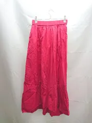 ◇ YECCA VECCA ウェストゴム レースアップ 無地 ソリット ロング フレアー スカート フリーサイズ レッド レディース E  【1303270003122】