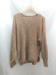 ◇ Re EDIT リエディ Vネック　ケーブル　起毛　シンプル　スリット 長袖 ニット サイズM ブラウン系 レディース E  【1303270002958】