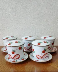 第一陶器　赤絵　マルチカップ　茶碗蒸し　5客セット