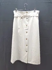 ◇ earth music&ecology フロントボタン トレンチ風 綺麗 ロング タイト ナロー スカート サイズM アイボリー レディース E  【1303270001340】