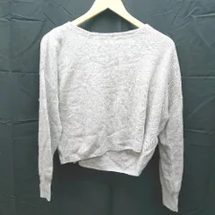 ◇ any SiS エニィスィス クルーネック　ケーブル　起毛　ボタン　シンプル 長袖 ニット サイズ2 グレー系 レディース E  【1303270003825】