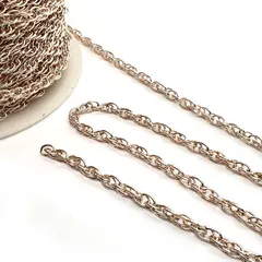 ロープチェーン ブロンズゴールド【wb53】約4mm 1m切り売り カット売り ピンクゴールド アズキ 小豆 小判 鎖 くさり ブレスレット ネックレス ピアス イヤリング ハンドメイドアクセサリーパーツ