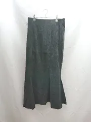 ◇ classicalelf ウエストゴム　起毛　スリット　シンプル ロング丈 タイト スカート サイズXL ブラック系 レディース E  【1303270004204】