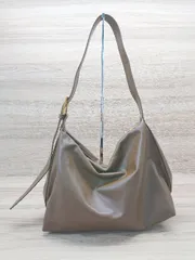 ◇ ノーブランド 大容量 シンプル カジュアル レザー調 ショルダーバッグ ブラウン レディース メンズ E  【1303290009197】