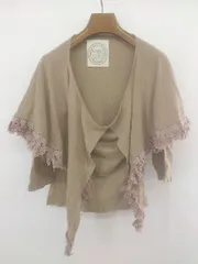 ◇ cepo セポ フリンジ アンサンブル風 七分袖 ニット カットソー サイズM ベージュ レディース P 【1304010003716】